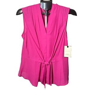 Dana Buchman Woman's Jazzy Pink Pullover Top Sleeveless Tie Front Size Large NWT